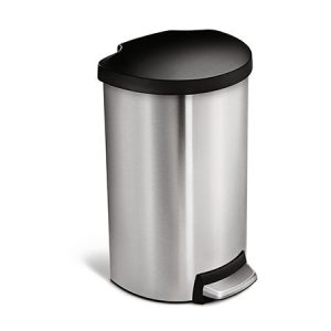 studio 40 litre semi-round step can. brushed stainless steel plastic lid